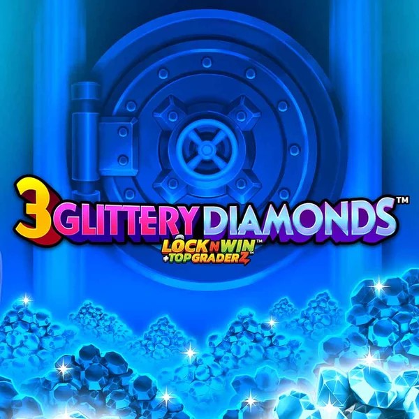 Slots logo of 3 Glittery Diamonds from PearFiction Studios at Casoola Casino